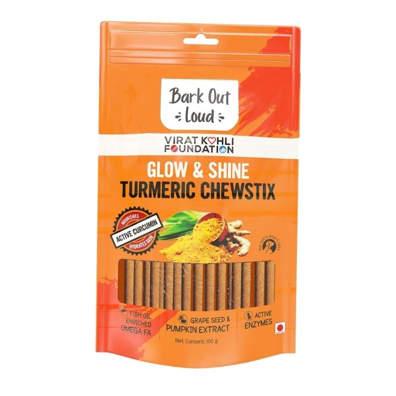 Bark Out Loud Treats for Dogs and Cats – Glow and Shine Turmeric Chewstix (100g)