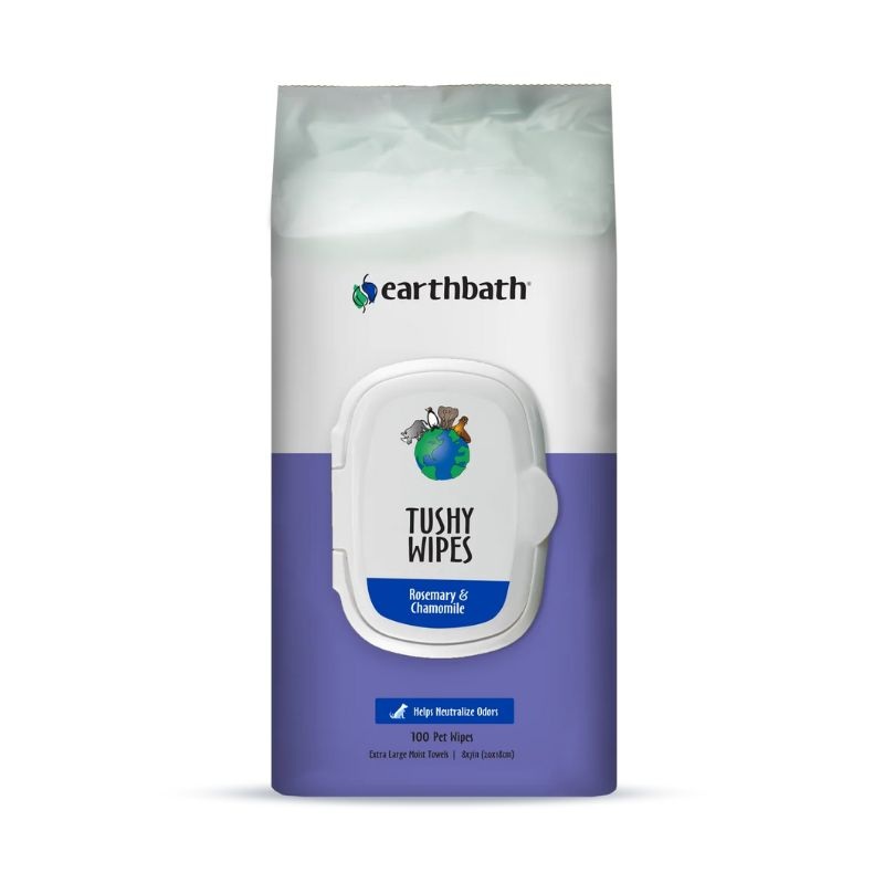 Earthbath Tushy Wipes for Cats and Dogs – Rosemary & Chamomile (100 pcs)