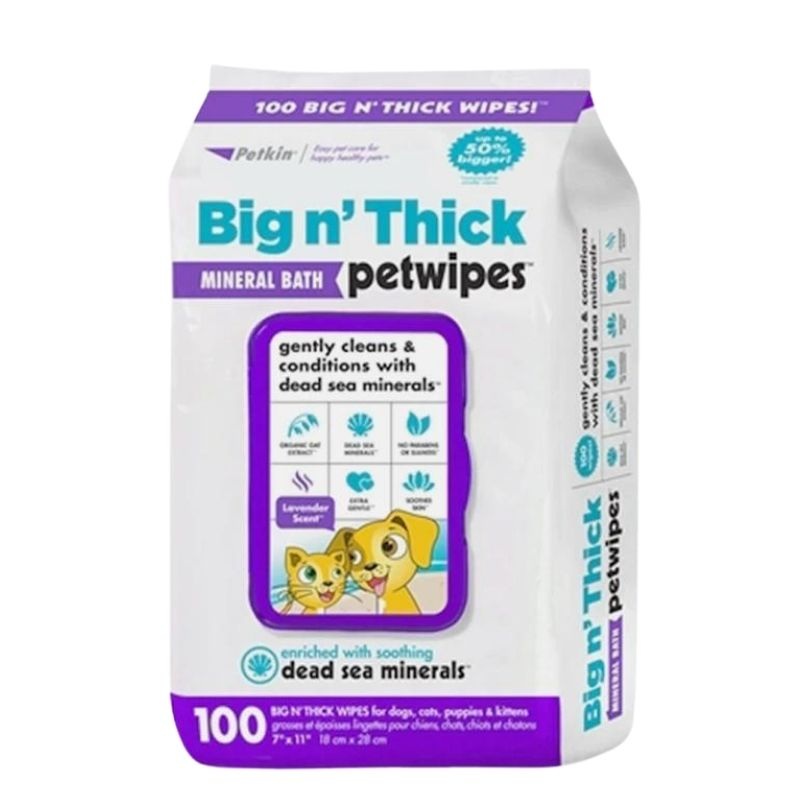 Petkin Big n’ Thick Petwipes – Mineral Bath (100 Wipes)
