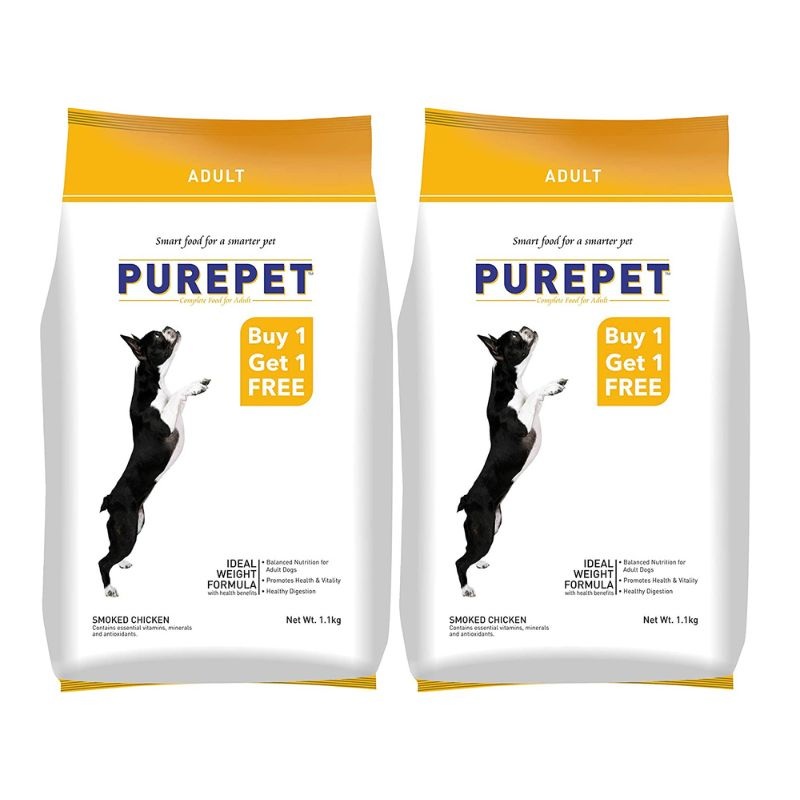 Purepet Dry Dog Food – Smoked Chicken – Buy 1 Get 1 Free (1.1kg x 2)