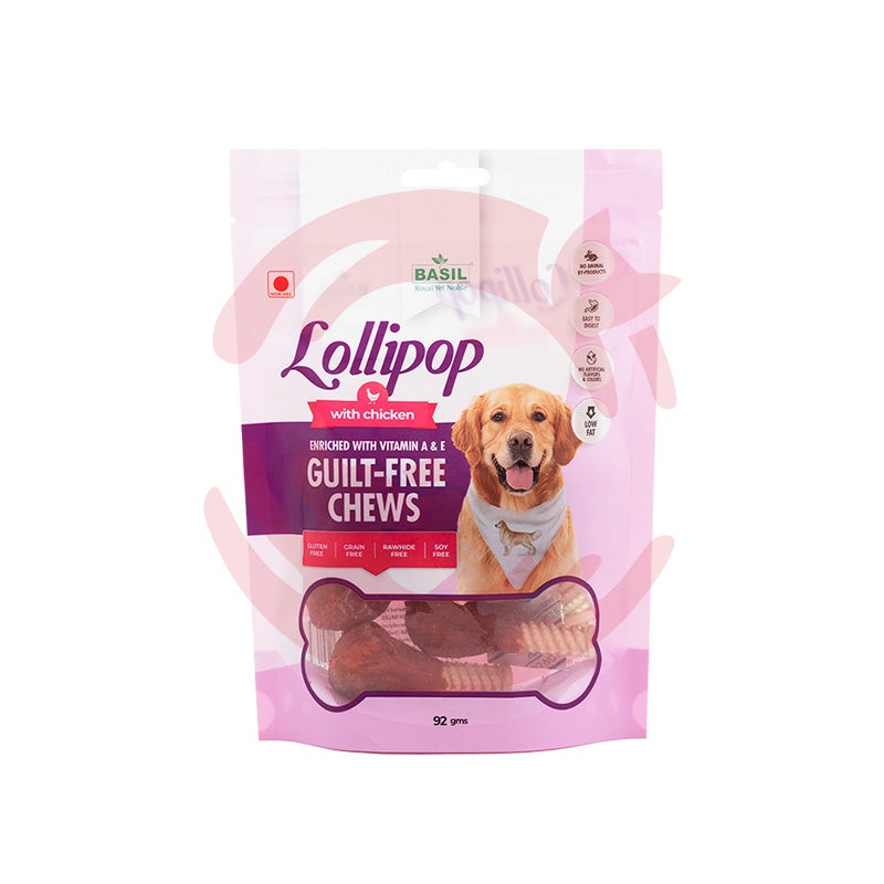 Basil Dog Treats – Guilt-Free Chew Treats – Lollipops (92g)