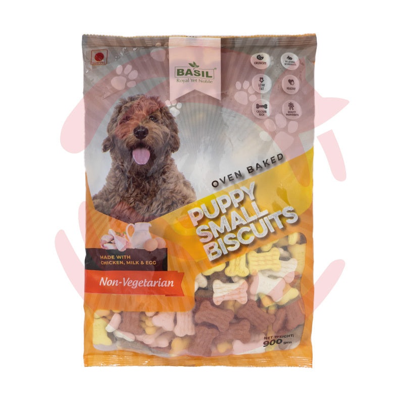 Basil Puppy Dog Treats – Bone Shaped Non-Veg Biscuits (900g)