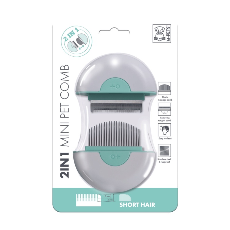 M-Pets 2-in-1 Mini Pet Comb for Short Hair – Green