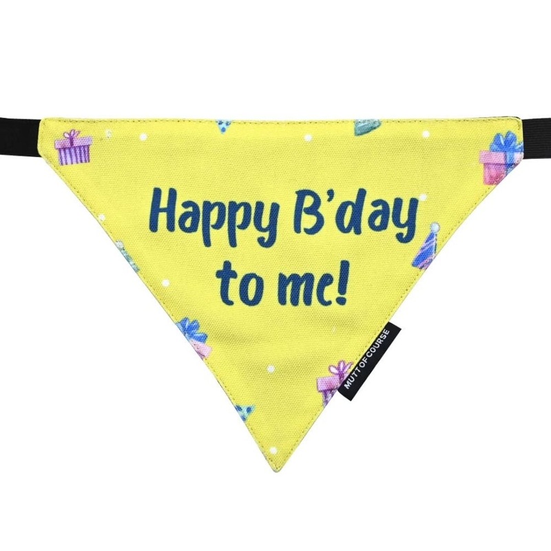 Mutt Of Course Dog Bandana – Happy Birthday (Yellow)