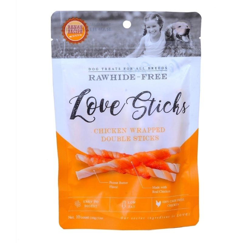 Rena Dog Treats – LOVE Chicken Wrapped Double Sticks – 10 pcs (146g)