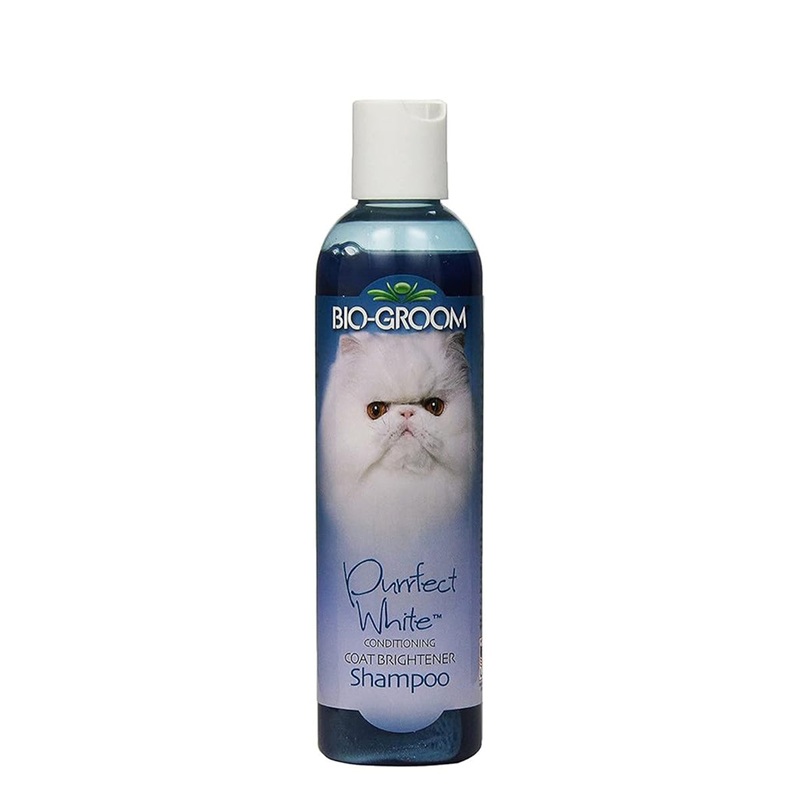 Bio-Groom Shampoo for Cats – Conditioning Coat Brightener Shampoo Purrfect White (235ml)