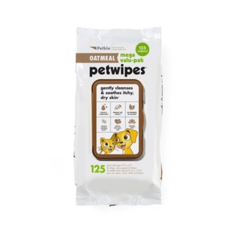 Petkin Oatmeal Pet Wipes Value Pack – 125 Wipes