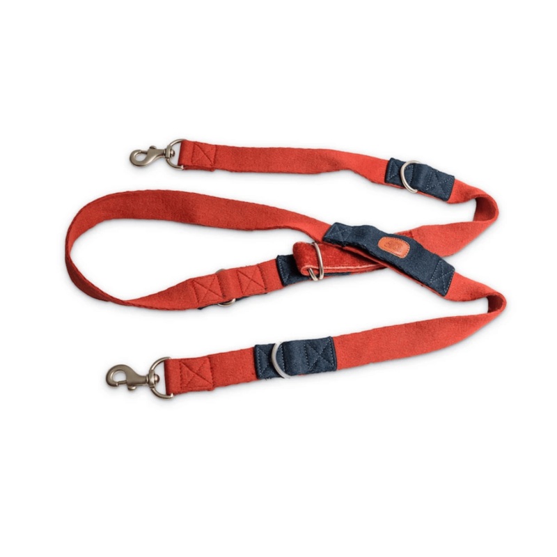 PetWale Multi-function Leash – Red with blue loops