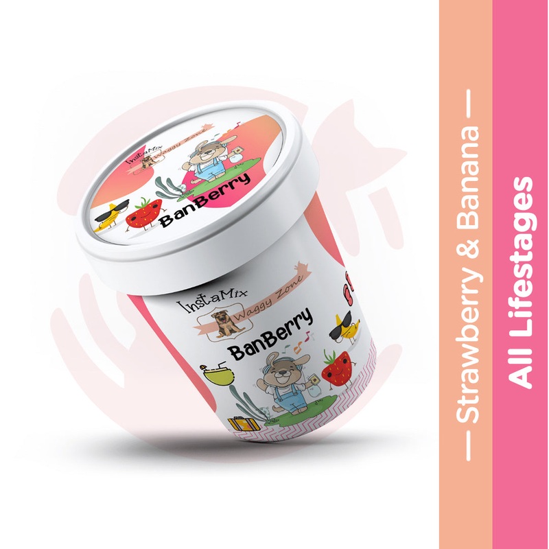 Waggy Zone Vegan Doggy Ice Cream Insta Mix – Banberry (Strawberry & Banana) (40g)