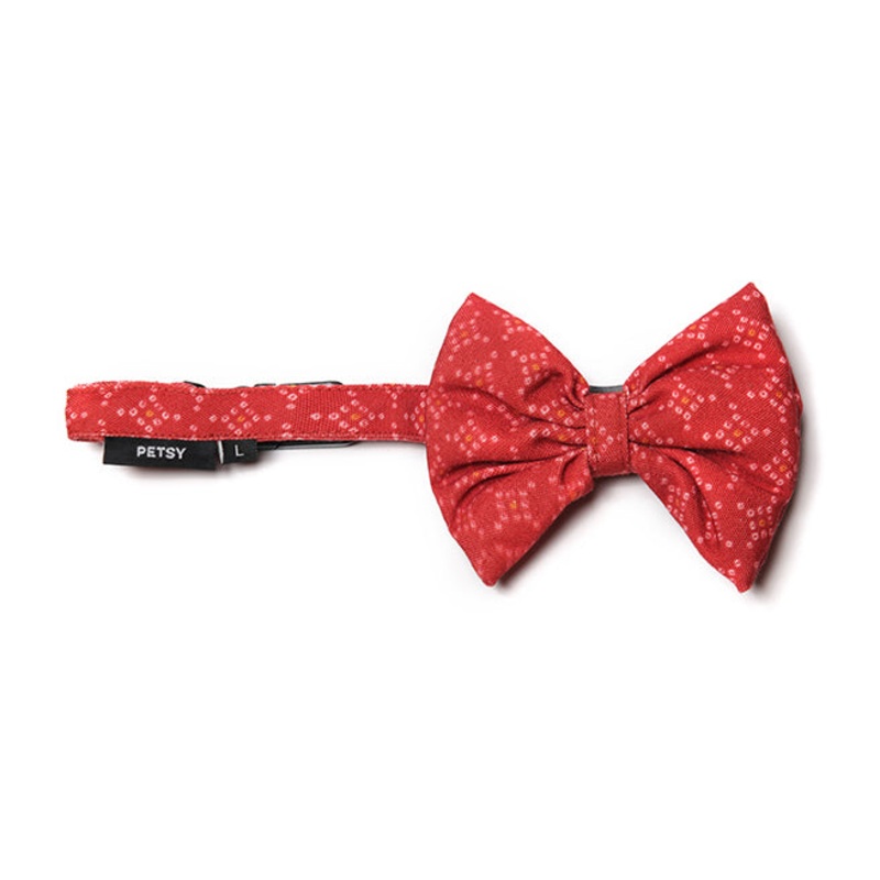 Bandhani Dog Bow With Strap – Red