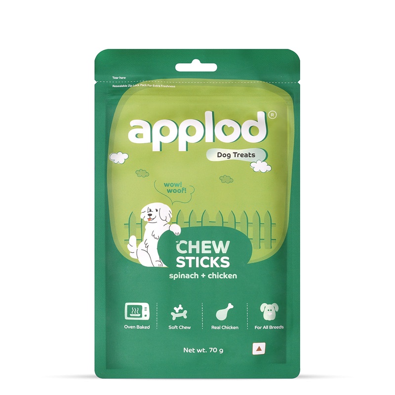 Applod Soft Spinach & Chicken Chew Sticks – 70 gm