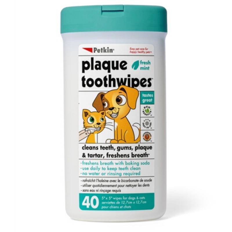 Petkin – Dog & Cat Plaque Toothwipes for Cats & Dogs – 40 counts