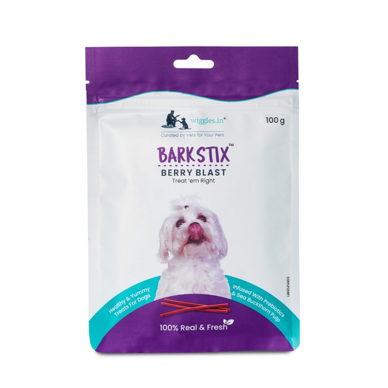 Wiggles Dog Treats – Barkstix Treats Berry Blast (100g)
