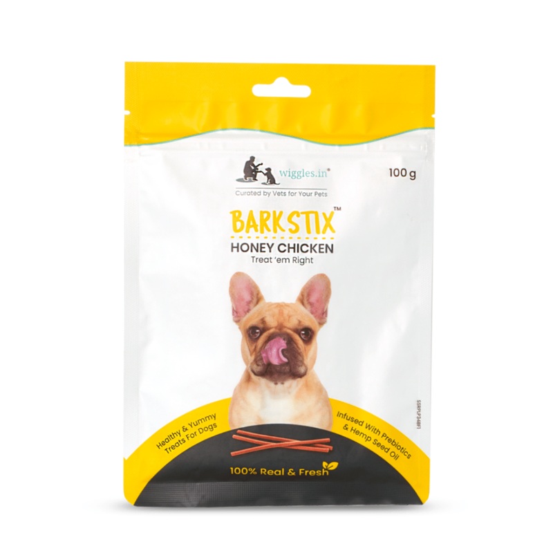 Wiggles Dog Treats – Barkstix Treats Honey Chicken (100g)