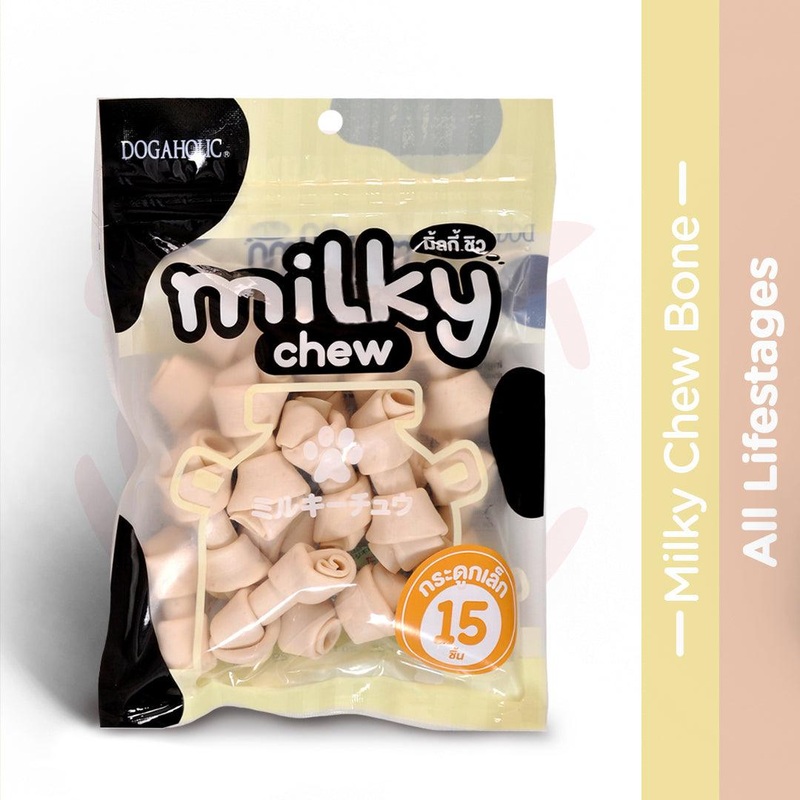 Dogaholic Dog Treats – Milky Chew Bone Style – 15 Pcs – 180g – Pack of 5