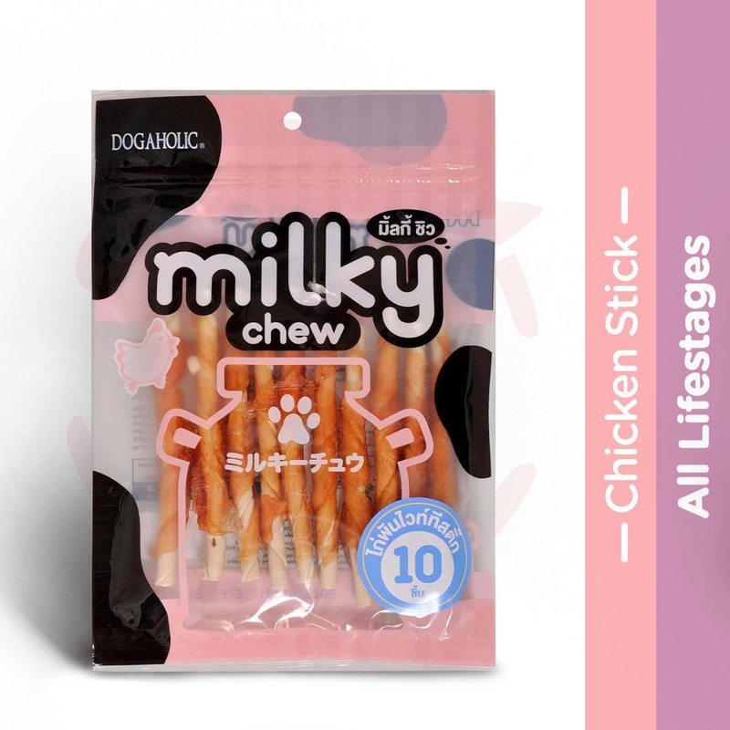 Dogaholic Dog Treats – Milky Chew Chicken Stick Style – 10 Pcs – 130g – Pack of 5