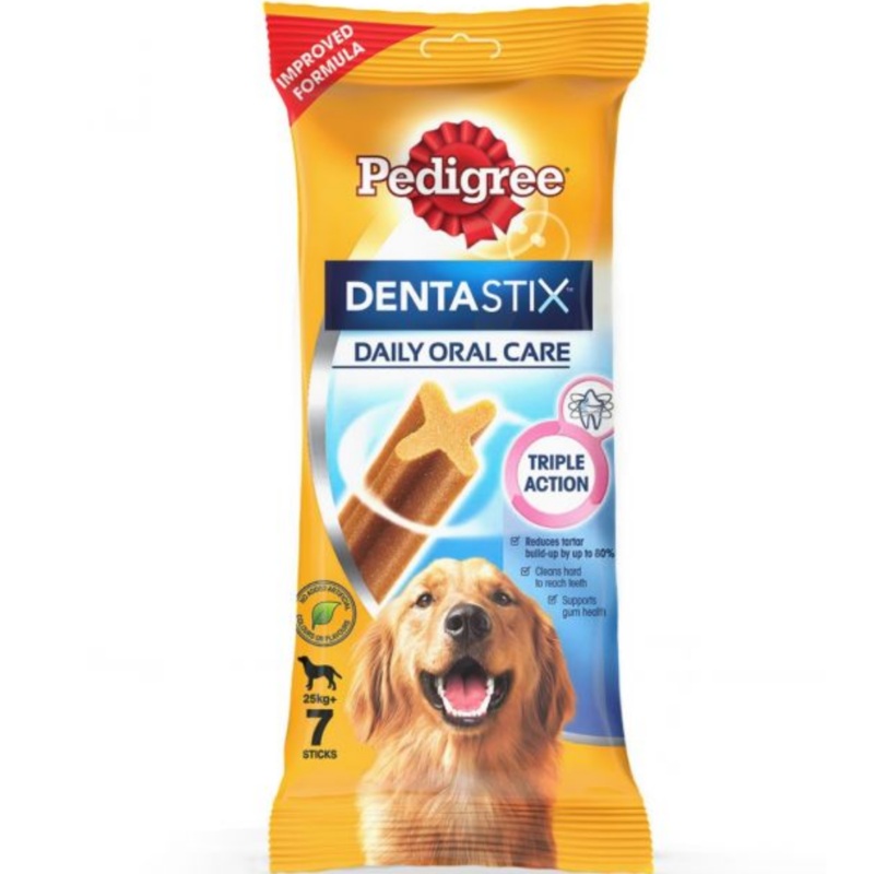 Pedigree Dentastix Dog Treat Oral Care for Adult Large Breed (25 kg+), (7 Sticks) 270g Weekly Pack – Pack of 5