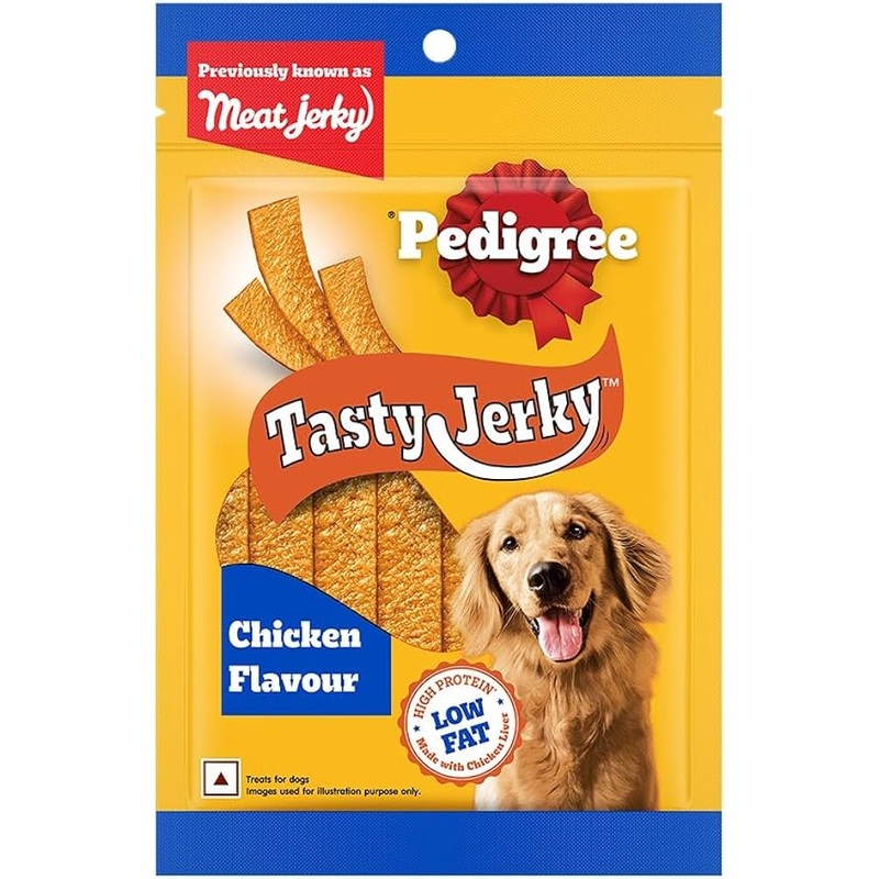 Pedigree Meat Jerky Adult Dog Treat , Chicken, 80g Pack – Pack of 5