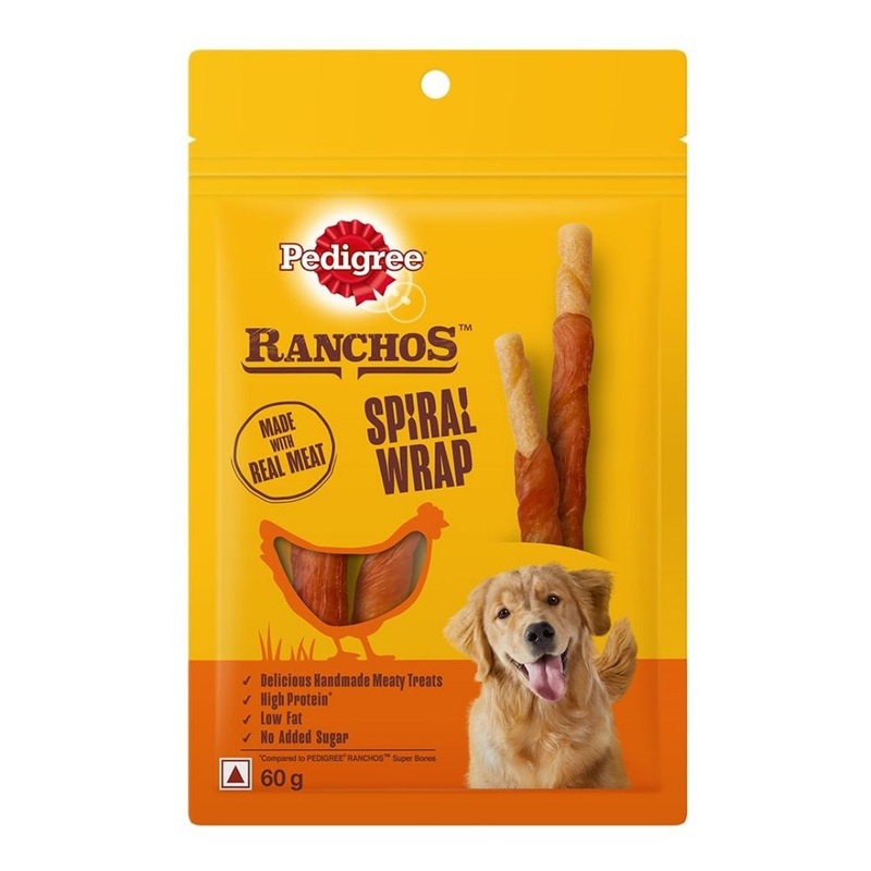 Pedigree RANCHOS Spiral Wrap Chicken & Smoky Lamb flavour (60g) – Pack of 5