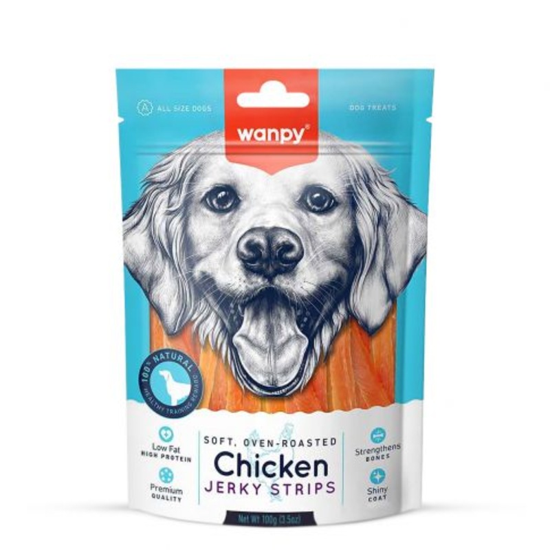 Wanpy Chicken Jerky Strips Dog Treat -100 gm – Pack of 5
