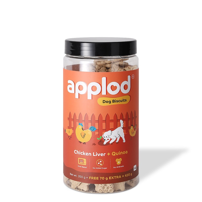 Applod Chicken Liver Dog Biscuit With Quinoa 385 gm – Pack of 5