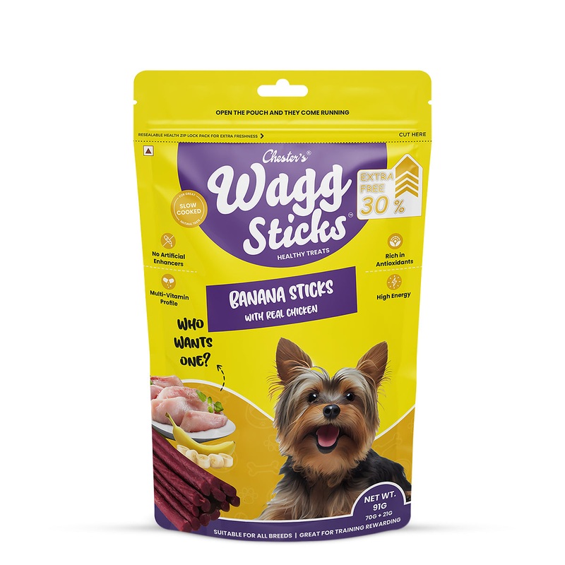 Chesters Wagg Sticks- Banana Sticks Dog Treat – 70 gm