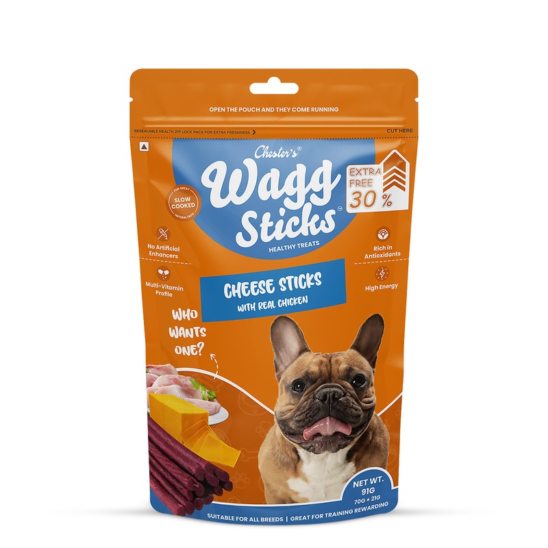 Chesters Wagg Sticks Cheese Sticks Dog Treat – 70 gm