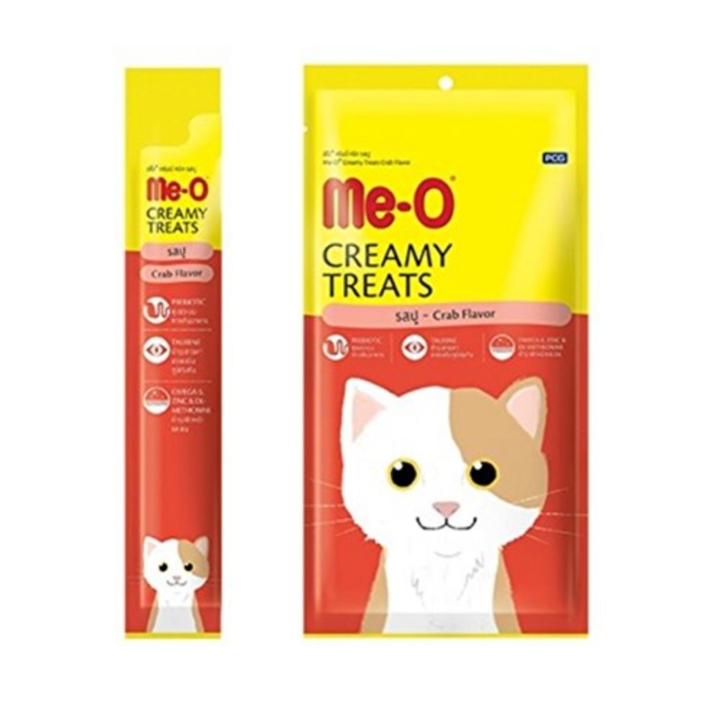 Me-O Creamy Cat Treats – Crab|Pack of 1 (60g Pouch)|Pack of 20 (15g Pouch)