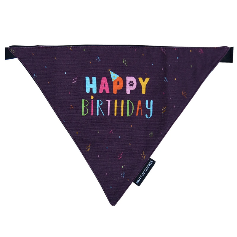 Mutt Of Course Dog Bandana – Happy Birthday (Purple)