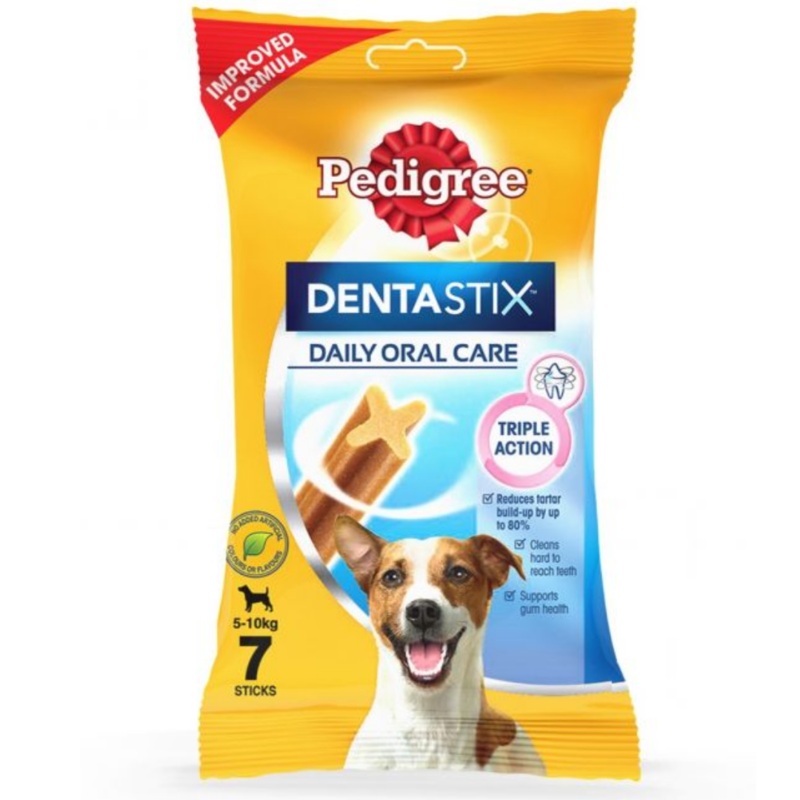 Pedigree Dentastix Dog Treat Oral Care for Adult Small Breed (5 – 10kg), (7 Sticks) 110g Weekly Pack