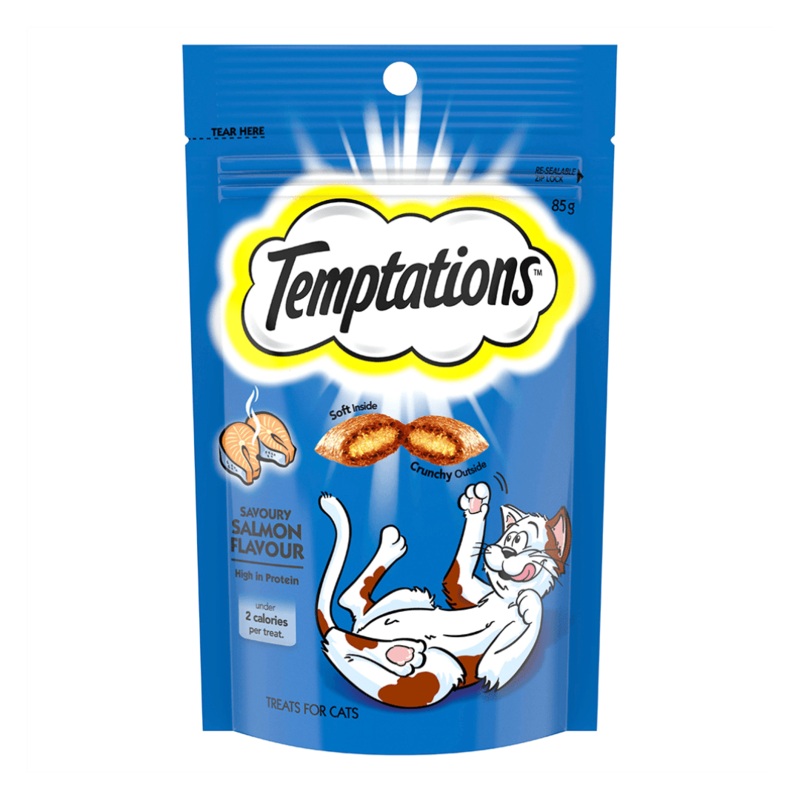 Temptations Cat Treats – Savory Salmon Flavor – 85g