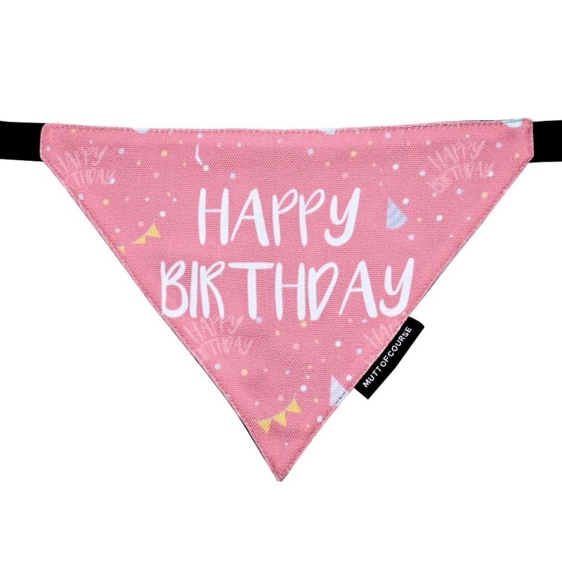 Mutt Of Course Dog Bandana – Happy Birthday (Pink)