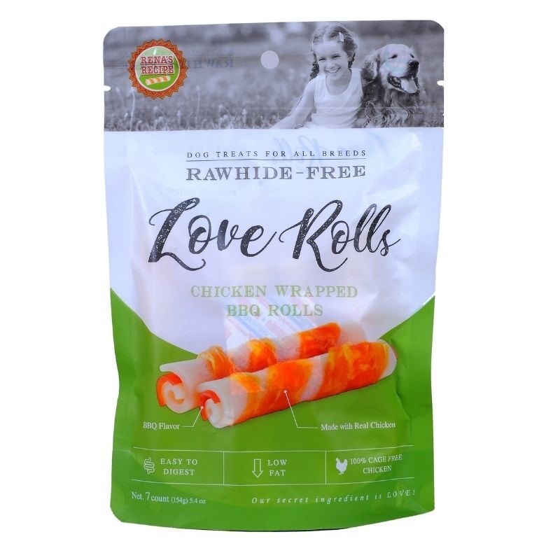 Rena Dog Treats – LOVE Chicken Wrapped Barbeque Rolls – 7 pcs (154g)