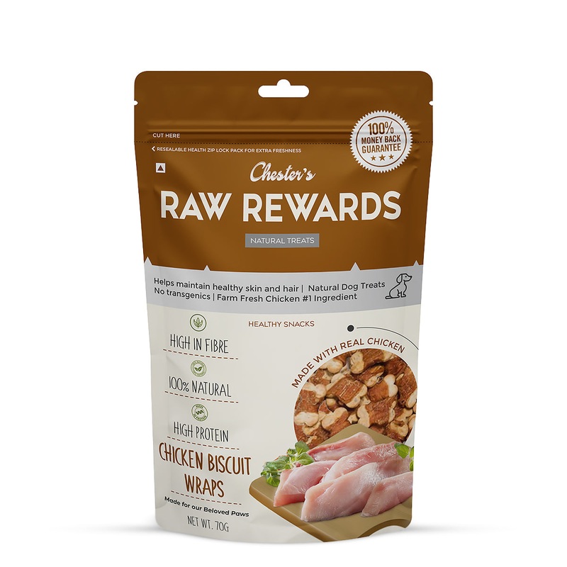 Chesters Raw Rewards Chicken Biscuits Wraps Dog Treat – 70 gm – Pack of 3