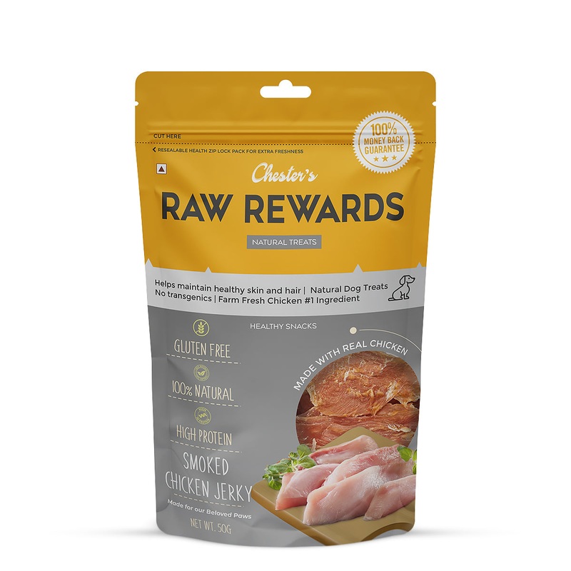 Chesters Raw Rewards Smoked Chicken Jerky Dog Treat – 50 gm – Pack of 3