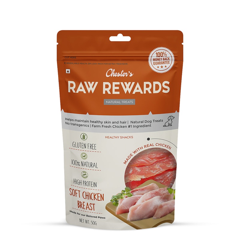 Chesters Raw Rewards Soft Chicken Breast Dog Treat – 50 gm – Pack of 3