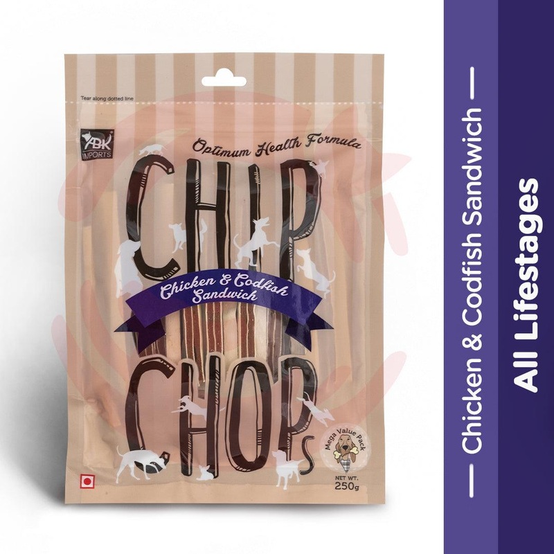 Chip Chops Dog Treats – Chicken & Codfish Sandwich