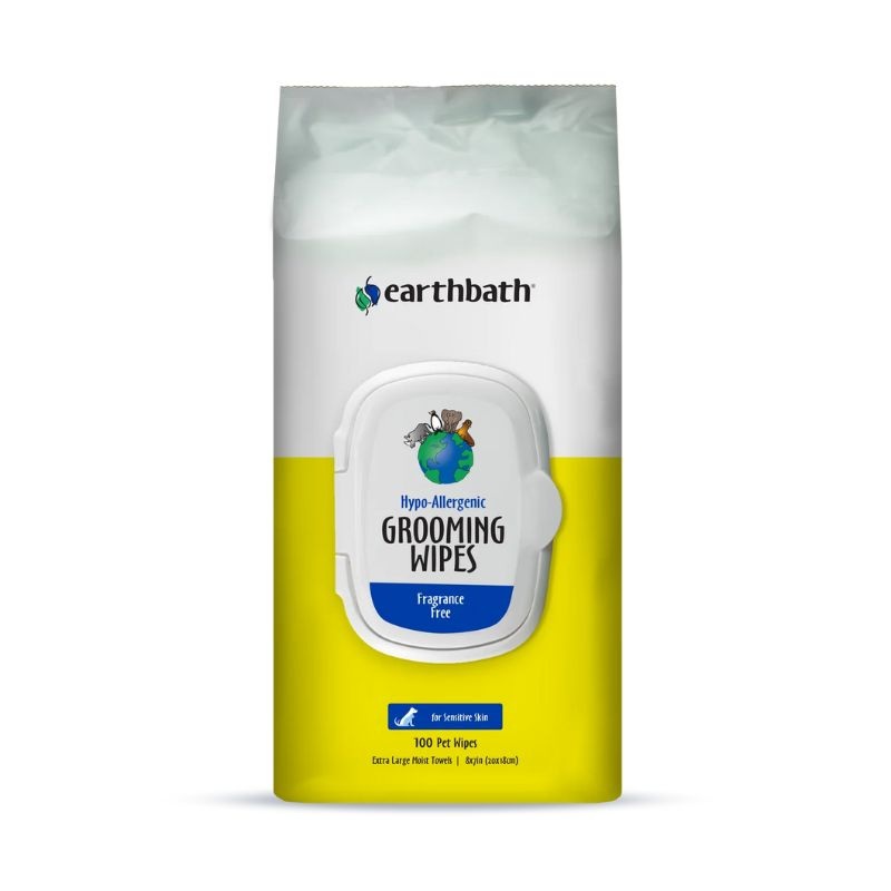 Earthbath Wipes for Cats and Dogs – Hypo-Allergenic Fragrance-Free (100 pcs)