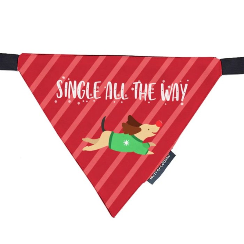 Mutt Of Course Dog Bandana – Single All The Way Bandana (Limited Christmas Edition)