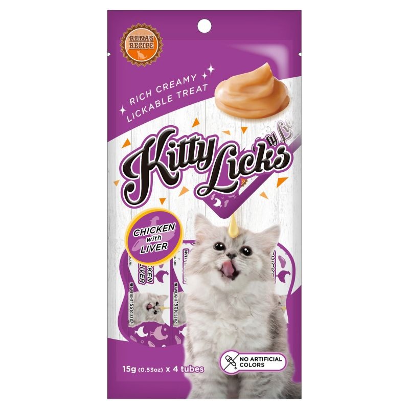 Rena Kitty Licks Cat Treats – Chicken with Liver (15g x 4 tubes)