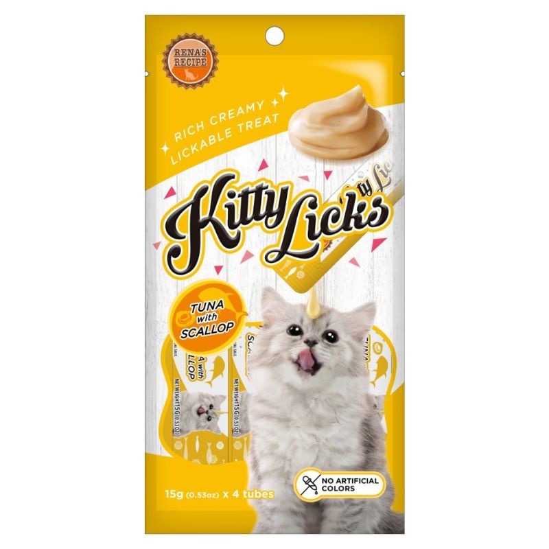 Rena Kitty Licks Cat Treats – Tuna with Scallop (15g x 4 tubes)