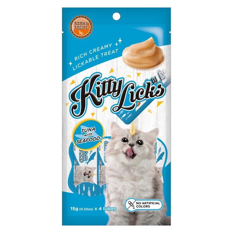 Rena Kitty Licks Cat Treats – Tuna with Seafood (15g x 4 tubes)