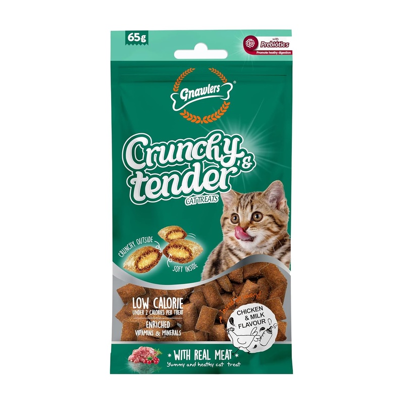 Gnawlers Crunchy Tenders Chicken & Milk Flavour Cat Treat 65 gm
