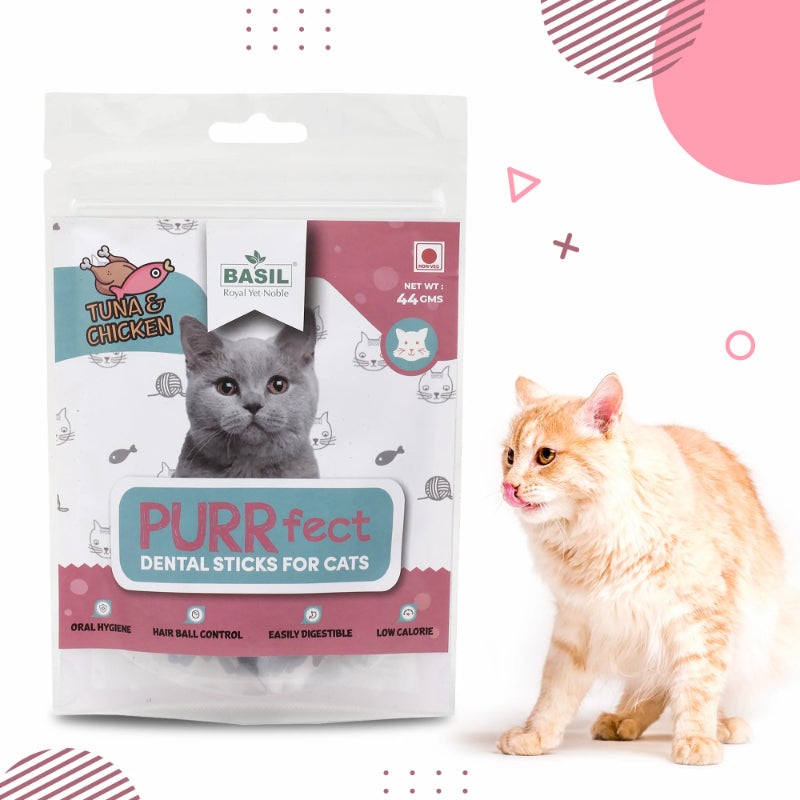 Basil Cat Treats – PURRfect Dental Stick – Tuna and Chicken (44g)
