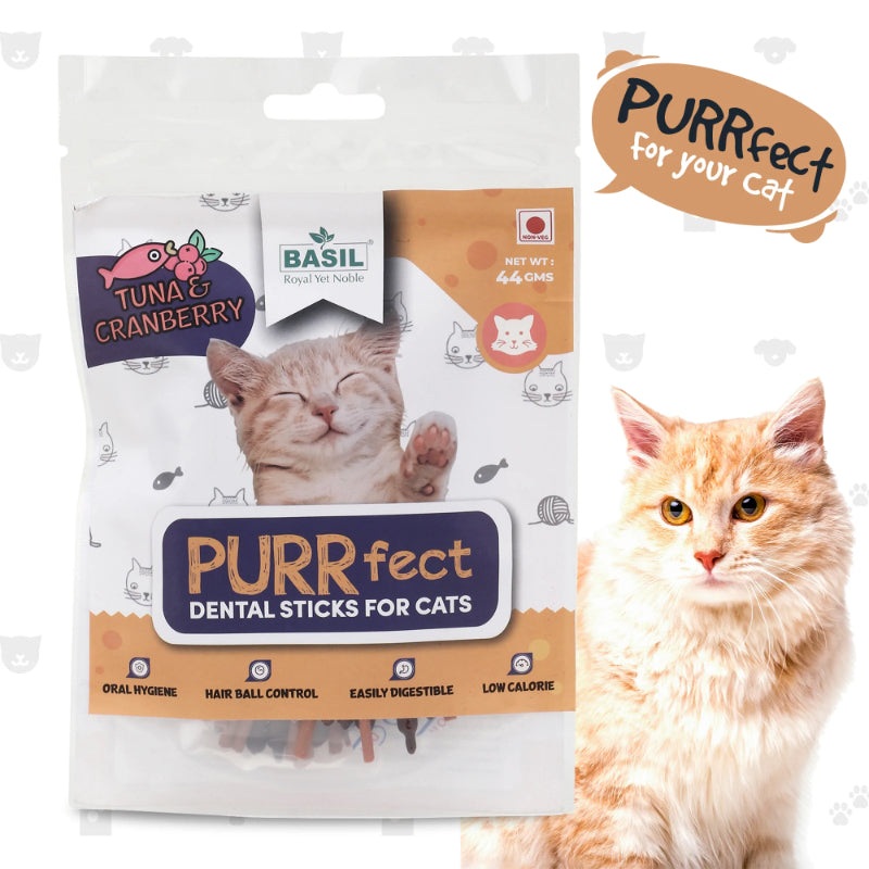 Basil Cat Treats – PURRfect Dental Stick – Tuna and Cranberry (44g)
