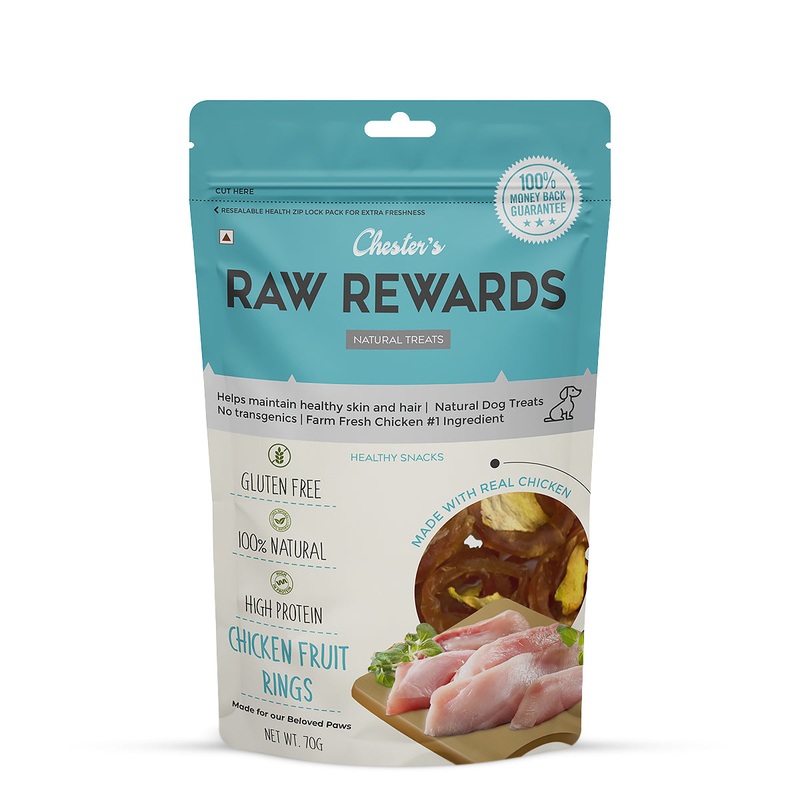Chesters Raw Rewards Chicken Fruit Rings Dog Treat – 70 gm – Pack of 3