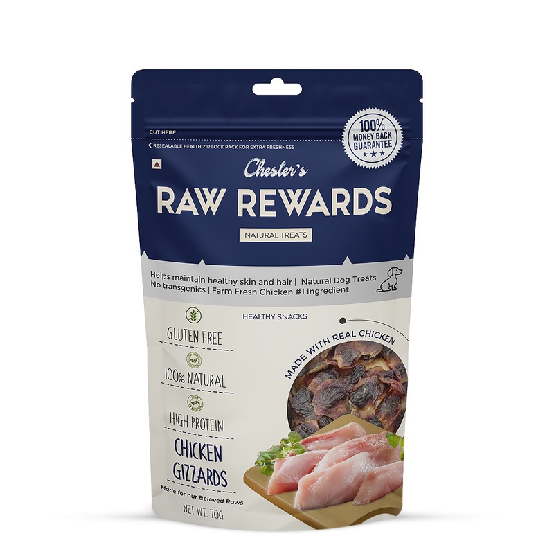 Chesters Raw Rewards Chicken Gizzards Dog Treat – 70 gm – Pack of 3