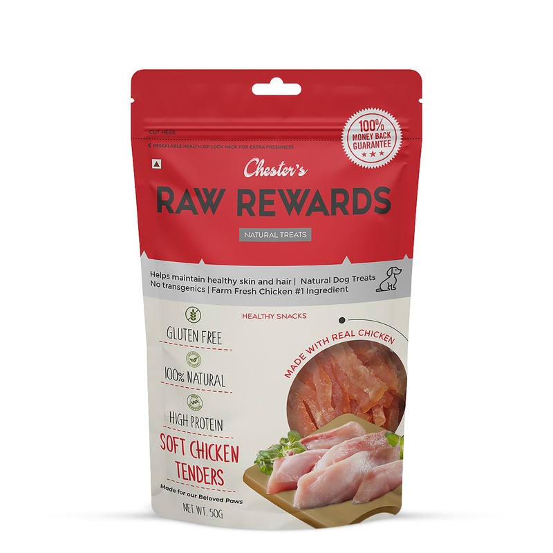 Chesters Raw Rewards Soft Chicken Tenders Dog Treat – 50 gm – Pack of 3