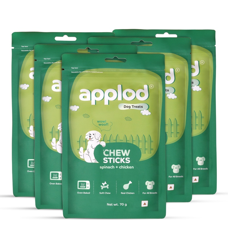 Applod Soft Spinach & Chicken Chew Sticks – 70 gm – Pack of 5