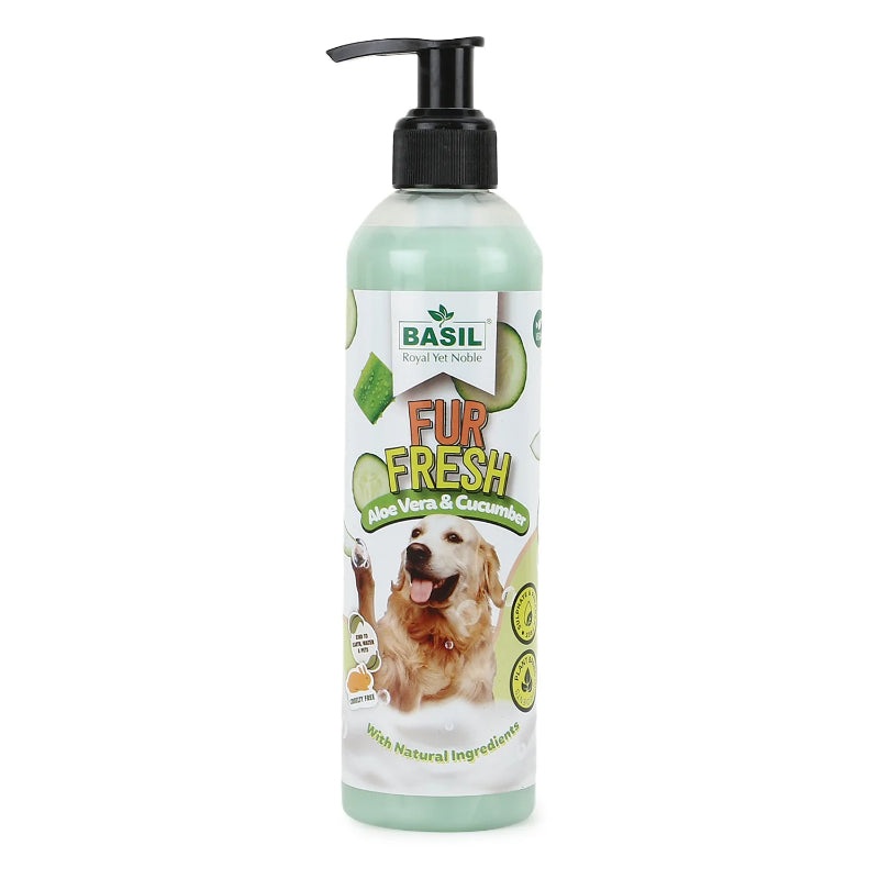 Basil Fur Fresh Deep Cleansing Vegan Shampoo For Dogs – Aloe Vera And Cucumber (300ml)